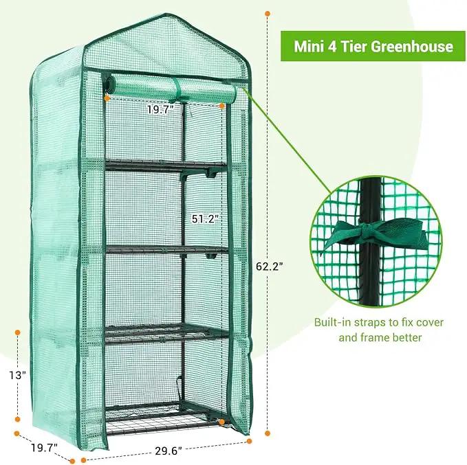 Ohuhu Mini Greenhouse for Indoor Outdoor, Small Plastic Plant Green House 4-Tier Rack Stand Portable Greenhouses with Durable PE Cover for Seedling, 2.5x1.6x5.2 FT, Ideal Gardening Gifts for Women Men by GreenHaven Gardens