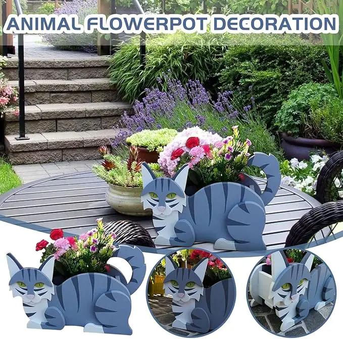 Sapphire White Cat Planter Plant Pots,Cute Garden Cat Flower Planter,Cat Planters Birthday Gifts for Women,Office,Indoor/Outdoor Decor（12.5 * 5.12 * 7.8in） by GreenHaven Gardens