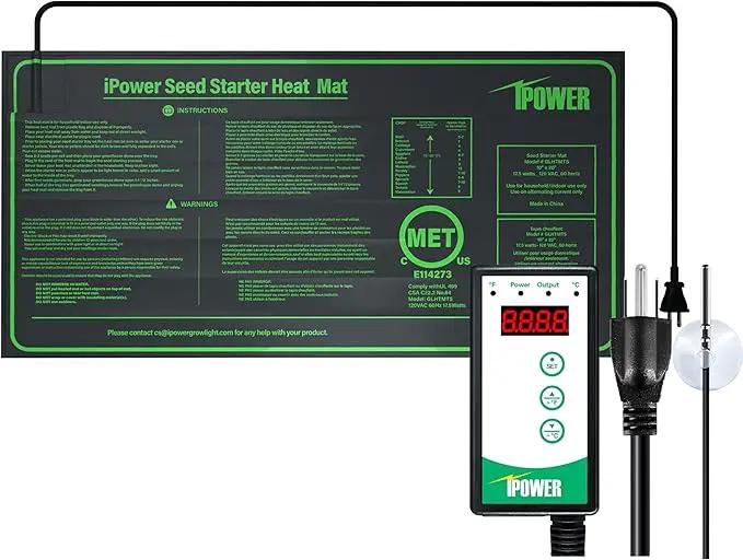 iPower 10" x 20.75" Waterproof Durable Seedling Heat Mat with Controller Warm Hydroponic Plant for Indoor Gardening Germination Starting by GreenHaven Gardens