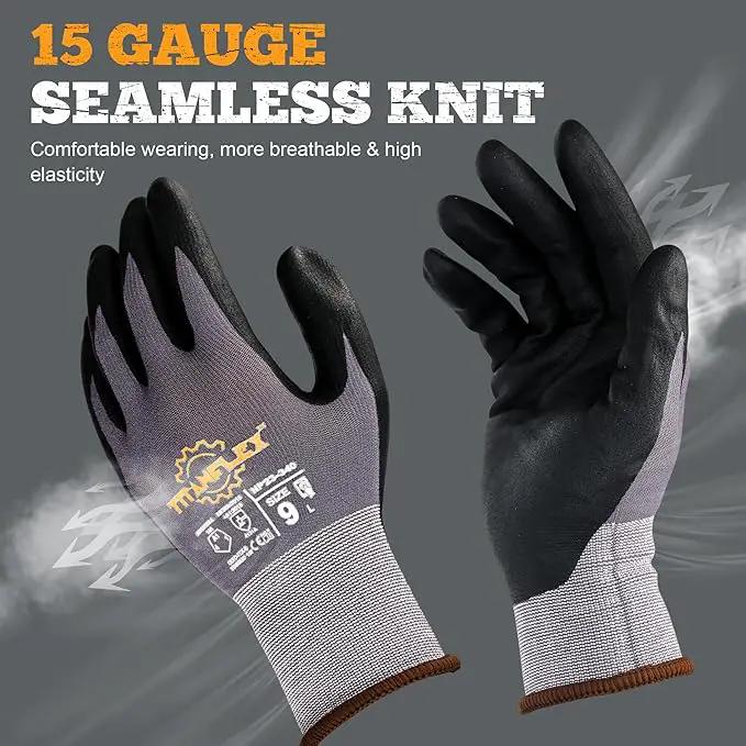 TitanFlex Work Gloves Microfoam Nitrile Coated Men Women, Safety Warehouse Gloves with Grip, Touchscreen, Seamless Knit Nylon by GreenHaven Gardens
