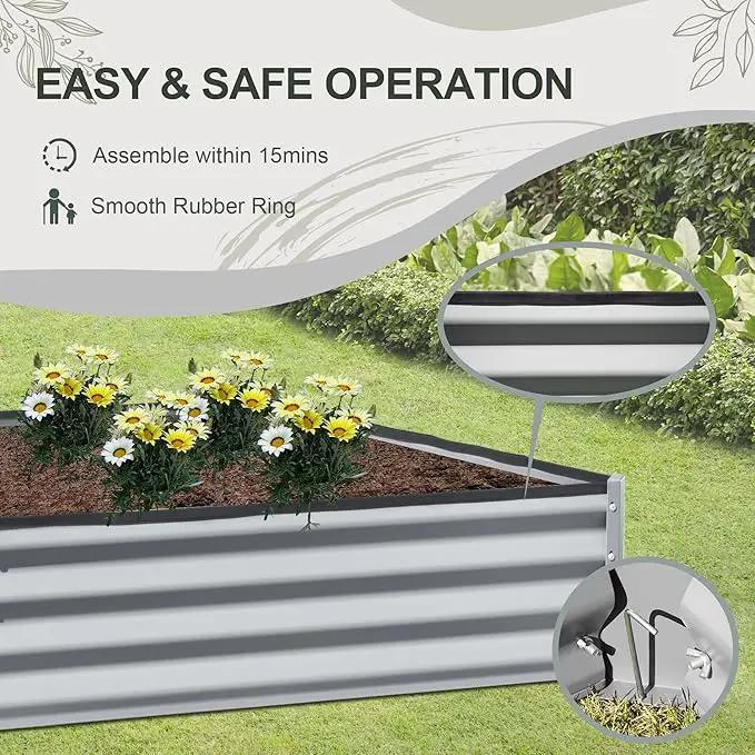 Domi Galvanized Raised Garden Bed, 6x3x1Ft Thickening Metal Planter Box for Vegetables Bottomless for Backyard Outdoor, 1" Deep w/ 128 Gallon Capacity - Silvery by GreenHaven Gardens