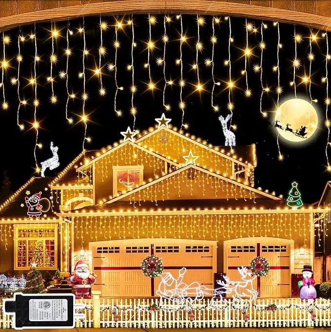 Christmas Lights 640 LED 65 FT Christmas Lights Outdoor with 120 Drops Plug in 8 Modes Christmas Decorations Curtain Fairy Lights for Wedding Party Holiday Bedroom Garden Patio Indoor (Warm White) by GreenHaven Gardens