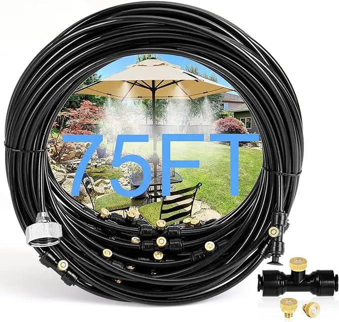 Bonviee Misters for Outside Patio - 75FT Misting Cooling System with 28 Brass Nozzles and 3/4" Adapter, 23M DIY Outdoor Misters Kit for Garden, Greenhouse, and Patio Cooling by GreenHaven Gardens