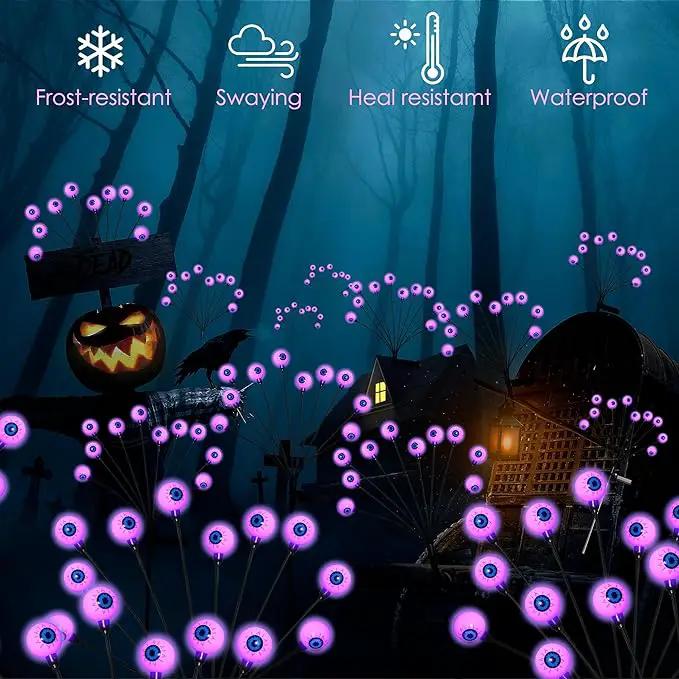 Solar Halloween Lights - 4 Pack 40LED Outdoor Waterproof Scary Eyeball Swaying Firefly Lights for Yard Garden Patio Party Decor Purple by GreenHaven Gardens