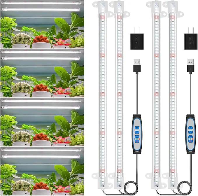 Wiaxulay LED Plant Grow Light Strips, 6000K Full Spectrum Grow Lights for Indoor Plants, Sunlike Growing Lamp with 6/12/16H Timer, 5 Dimmable Levels for Hydroponics Succulent, Plant Shelf, 2 Pack by GreenHaven Gardens