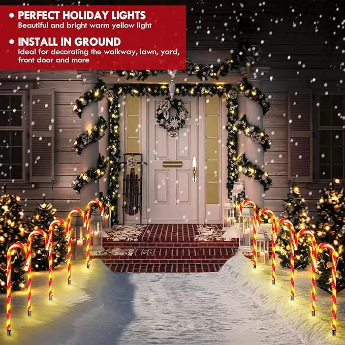 WeGuard 10PK Christmas Candy Cane Pathway Lights Outdoor Decorations 21" 8 Lighting Modes Flashing Waterproof Outdoor Lighted Christmas Decor for Garden Yard (Red) by GreenHaven Gardens