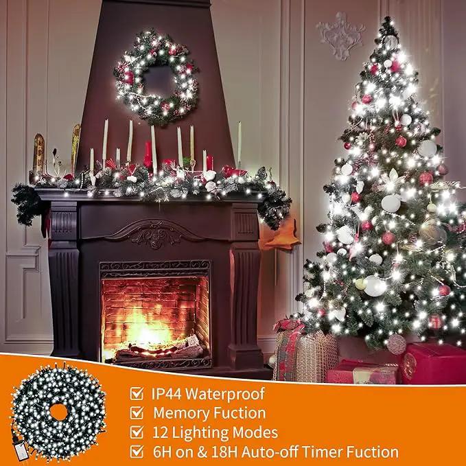 Christmas Light 1000 LEDs 336ft Green Cable Wire Fairy String Tree Twinkle Lights Plug in 12 Modes for Christmas Party, Outdoor, Garden, Wedding, Home Decoration (White) by GreenHaven Gardens