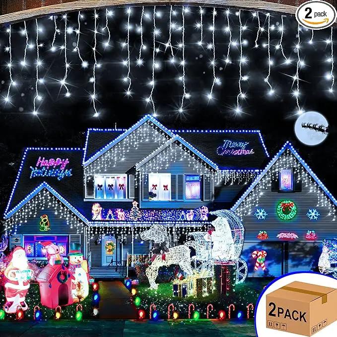 Hezbjiti 2Pack Total 800LED Icicle Lights 32.8FT Christmas Lights String Lights Outdoor Decoration 8 Modes 75 Drops Fairy Lights for Eaves Party Yard Garden Xmas Decor by GreenHaven Gardens