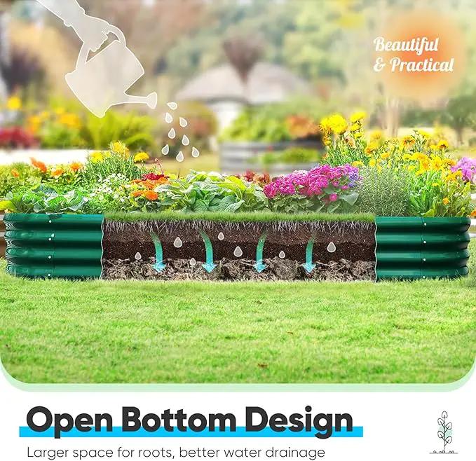 Quictent Raised Garden Bed Kit Oval Galvanized Metal Planter Box for Vegetables Outdoor Backyard, Rubber Strip Edging Included, Dark Green 6x3x2 ft by GreenHaven Gardens