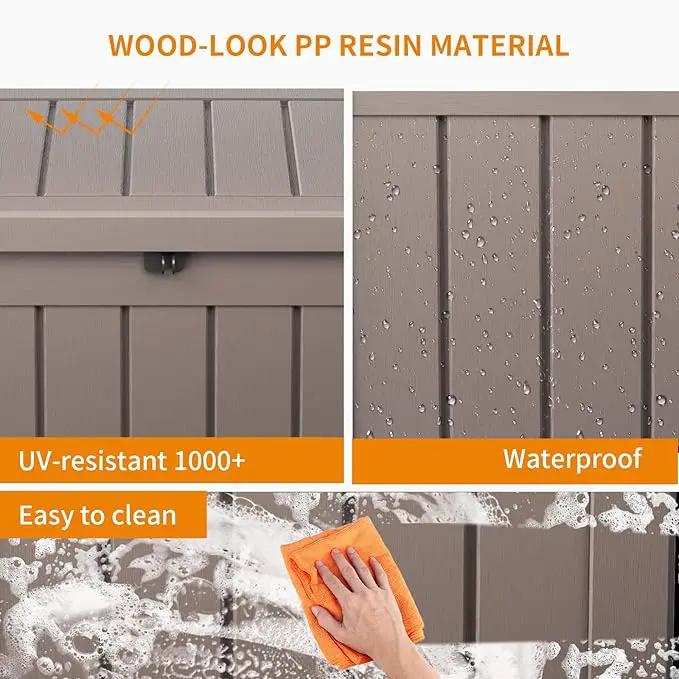 40 Gallon Resin Deck Box, Lockable Patio Outdoor Storage Box for Furniture, Garden Tools and Tools Storage, Waterproof Outside Storage Boxes - Grey by GreenHaven Gardens