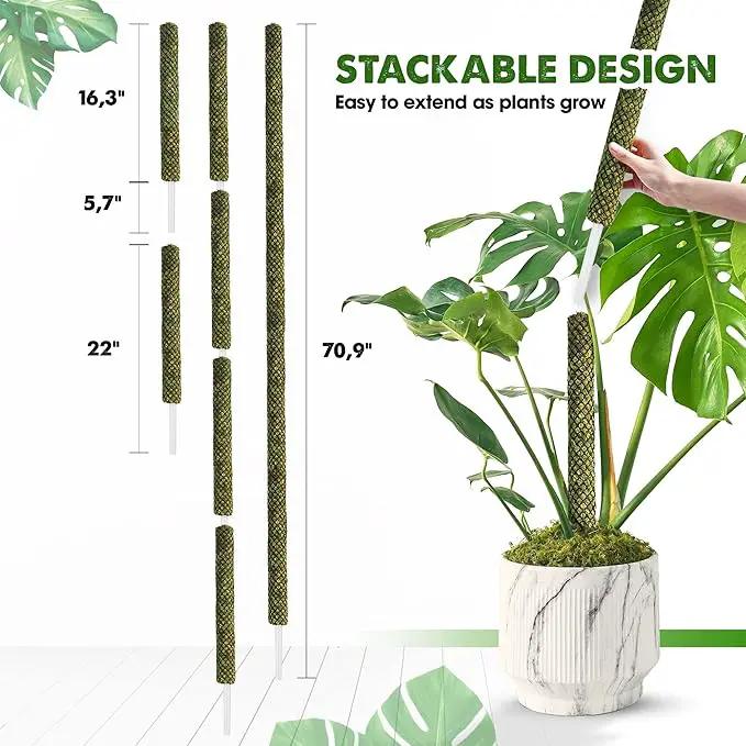 DUSPRO Stackable Mesh Moss Pole for Plants Monstera Potted Plant Stakes for Indoor Plants Extendable Plant Pole Moss Sticks for Plants Climbing Vine Supporting Monstera Trellis 4Pack 71'' by GreenHaven Gardens