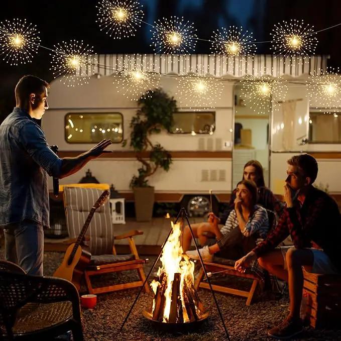 4 Pack Solar Firework String Lights 800 LED 8 Modes Waterproof Hanging Fairy Light, Starburst Light for Party Garden Decoration (Warm White) by GreenHaven Gardens