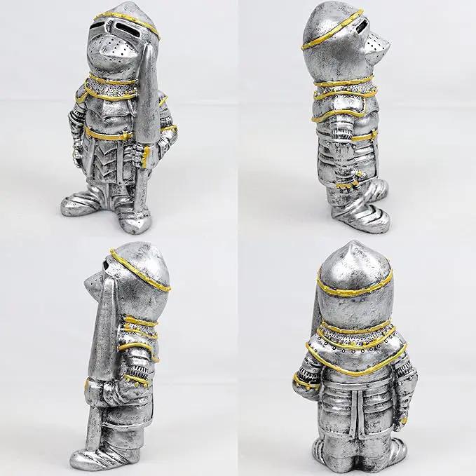 nezababy Knight Gnomes Guard Garden Statue Decoration Medieval Wee Crusader Battle Swordsman Fighting Outdoor Figurines Lawn Decor Resin (B) by GreenHaven Gardens