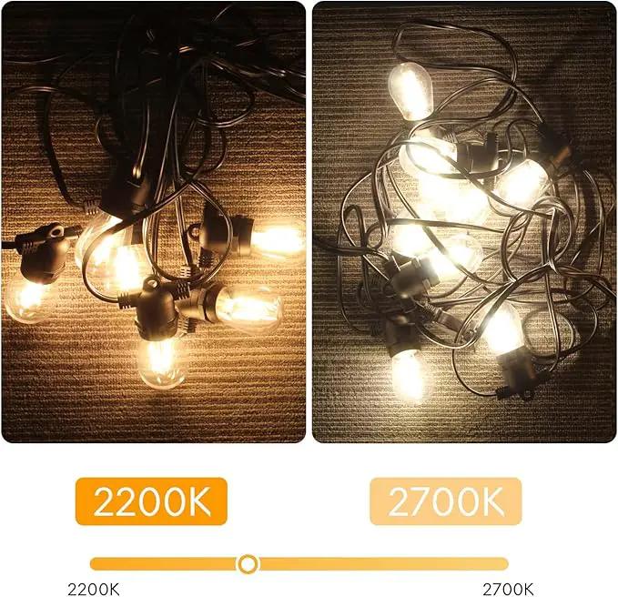 Banord 15 Pack Dimmable 2W S14 Replacement LED Bulbs, 2200K Waterproof Outdoor String Lights Vintage LED Filament Bulb, Shatterproof E26 Screw Base Edison LED Light Bulbs by GreenHaven Gardens