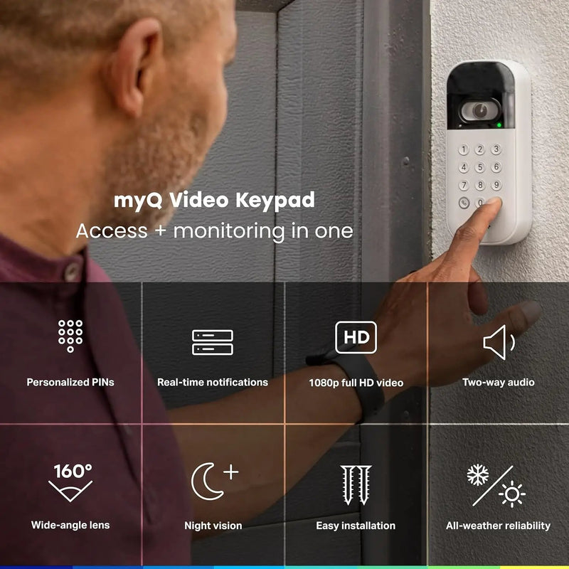 myQ Smart Garage Door Video Keypad with Wide-Angle Camera,Customizable PIN Codes,and Smartphone Control–Take Charge of Your Garage Access Works with Chamberlain, LiftMaster and Craftsman openers,White by GreenHaven Gardens