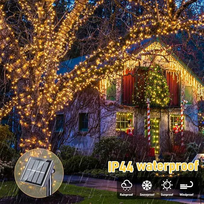 2 Pack 200 LED Solar Christmas Lights - 75.5 Ft Warm White Outdoor String Lights, 8 Modes for Outside Christmas Tree, Garden, Patio, Tree, Valentines by GreenHaven Gardens