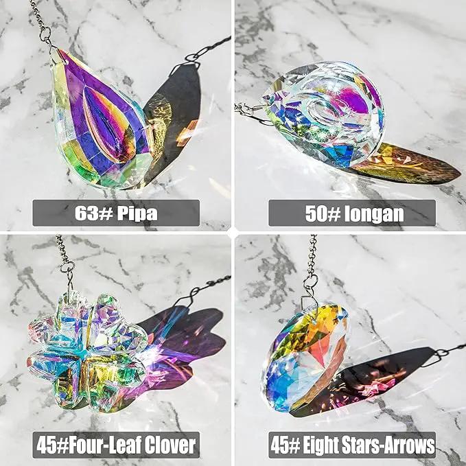 HDCRYSTALGIFTS 4pcs Crystal Suncatchers for Window Hanging Sun Catchers Indoor Rainbow Maker Crystals for Home Garden Decor Lamp Chandelier Lamp Prisms by GreenHaven Gardens