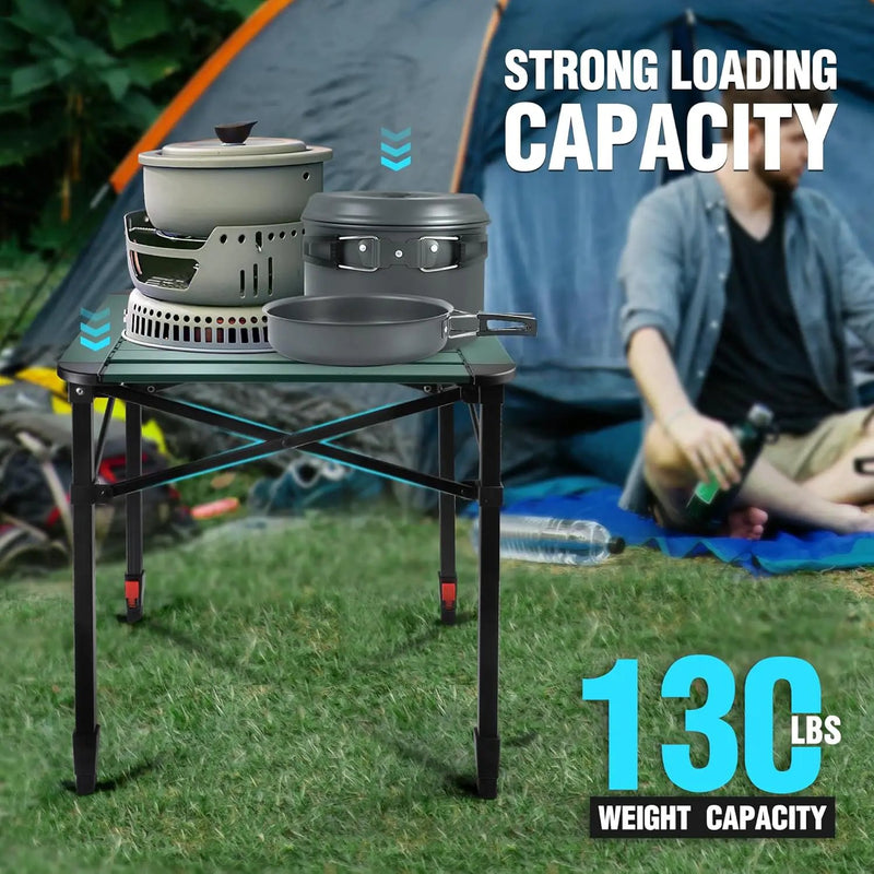 VILLEY Folding Camping Square Table with Carry Bag, Lightweight Aluminum Adjustable Square Table for Outdoor, Camping, Picnic, Backyards, BBQ (M) by GreenHaven Gardens