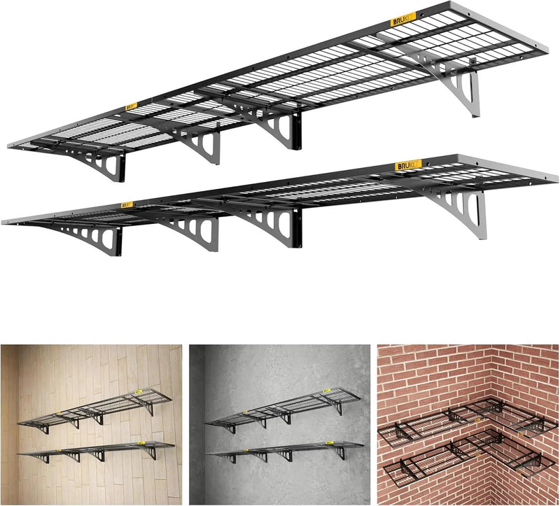 1.64x4ft Adjustable Rail Wall Garage Storage Shelf, for Tool Room, Storage Room, Store Supermarket Wall Storage Shelving Rack (4 Pack-Black) by GreenHaven Gardens