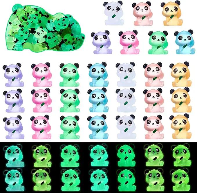 70Pcs Luminous Mini Resin Pandas, Tiny Resin Panda Figurines Miniature Resin Animals Figurines Glow in The Dark Mini Panda Figurines Bulk for Garden Landscape DIY Ornament Cake Topper Decor by GreenHaven Gardens