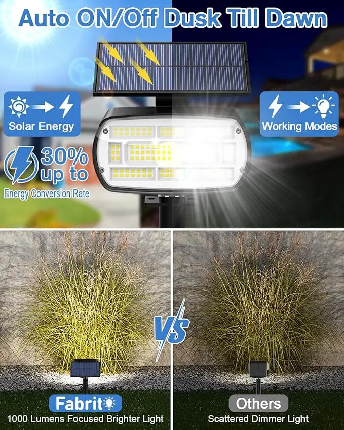 Fabrito Solar Spot Lights Outdoor 136 LEDs, Large Area Lighting Solar Lights Outdoor, 6 Pack IP65 Waterproof Landscape Spotlights Auto On/Off for Yard, Garden, Pathway, Plants,Tree (Cool White) by GreenHaven Gardens