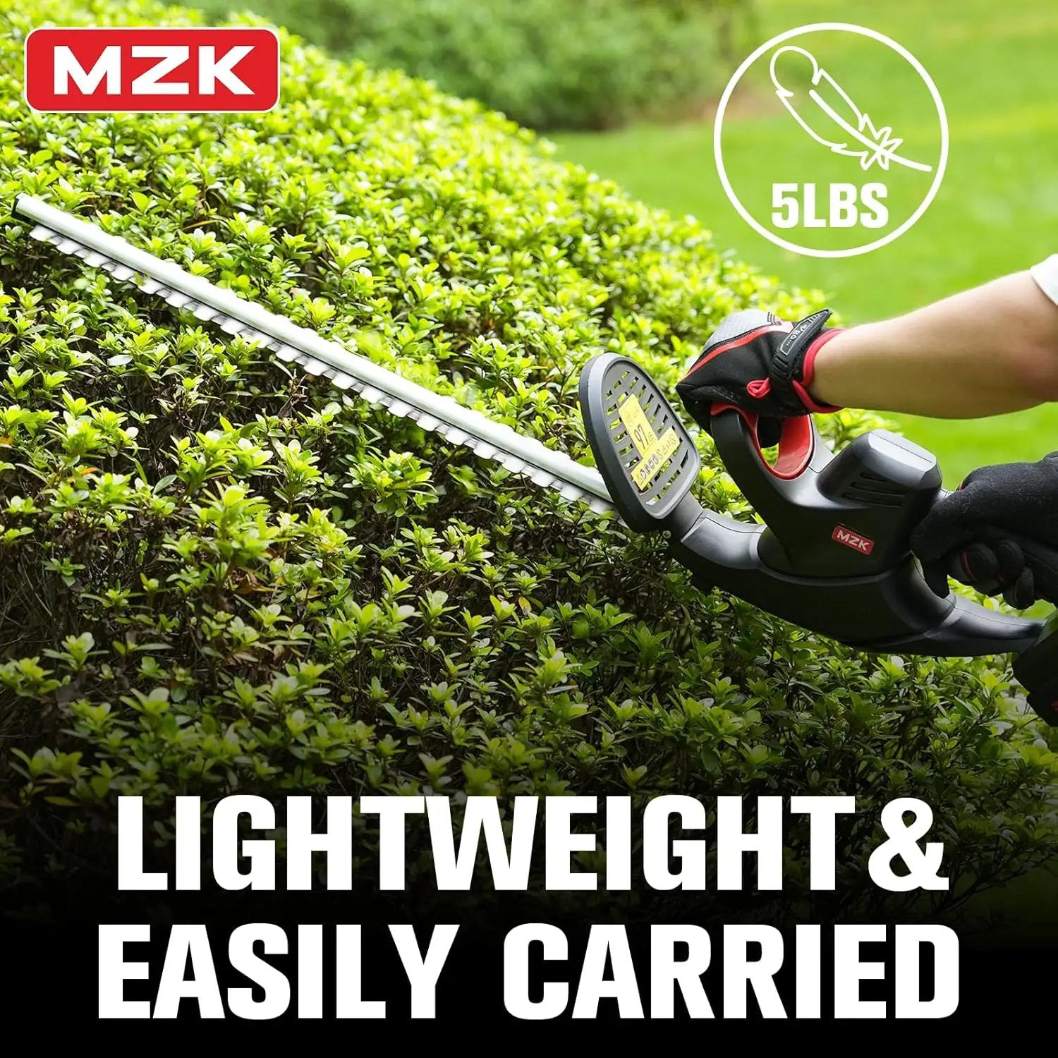 MZK 22'' Cordless Hedge Trimmer, 20V Bush Trimmer, Handheld Hedge Cutter, Grass Shrub Trimmer, Lightweight & Compact Trimmer(Battery & Charger Included) by GreenHaven Gardens