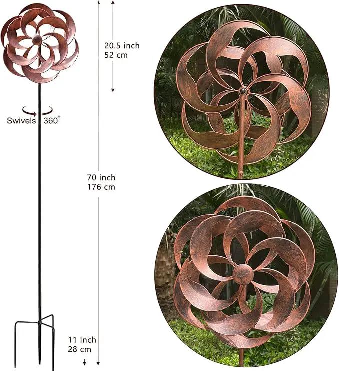 360 Degrees Metal Swivel Classical Wind Spinner Willow Leaves for Patio Lawn Outdoor Yard Lawn Garden 70x20 Inches by GreenHaven Gardens