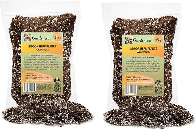 Soil Mixture for Indoor Herb Planters - 10 Quart - Specially Blended Soil Mixture for Planting and Growing Indoor Kitchen Herbs Indoors (2 Bags of 5 Quart) by GreenHaven Gardens