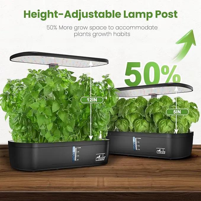 Indoor Garden Hydroponics Growing System 12 Pods, Indoor Herb Garden with LED Grow Light, Adjustable Height Up to 10.8inch, Hydroponics for Family by GreenHaven Gardens