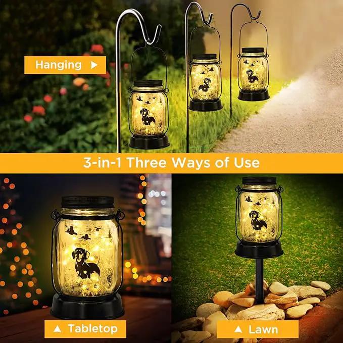 Dachshund Dog Solar Lanterns, Gifts for Women/Men, Weiner Dog Mom Gifts, Unique Birthday Gifts for Dachshund Lover, Garden Decoration Outside for Yard, Patio,Backyard,Porch by GreenHaven Gardens
