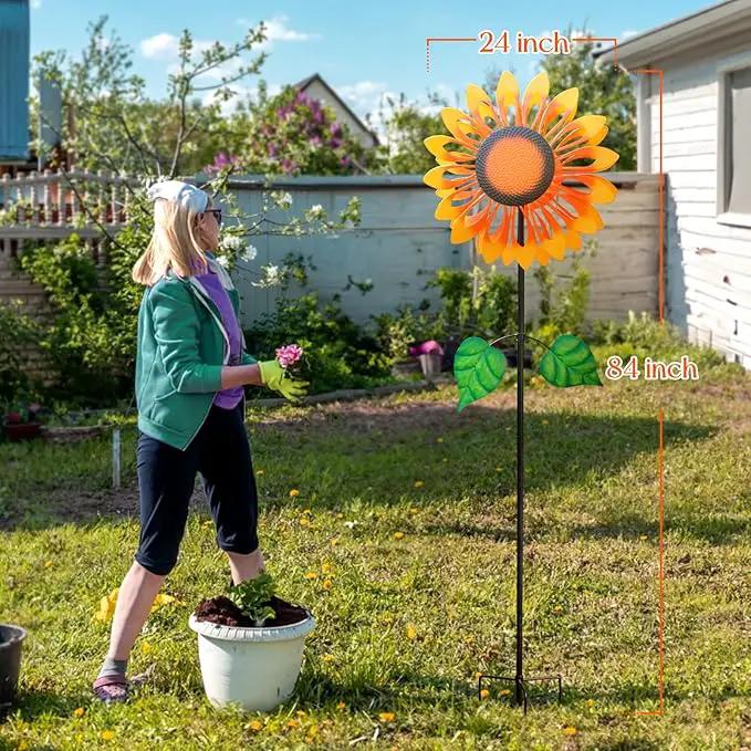 Wind Spinners for Yard and Garden Large, Wind Spinner Outdoor Metal Large, 84 Inch Wind Sculptures Birthday Gifts for Women(Double Sided Sunflower) by GreenHaven Gardens