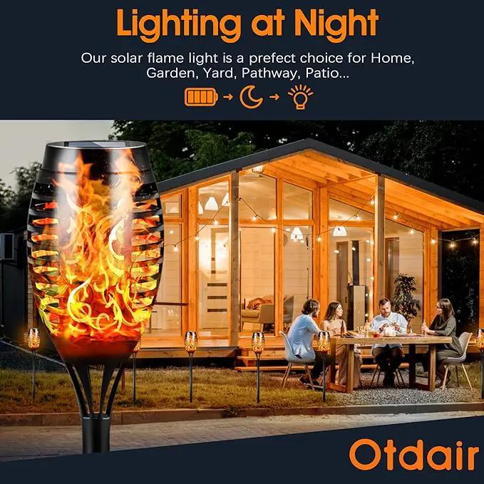 Otdair Solar Torch Lights with Flickering Flame, 12LED Tiki Torch Solar Lights Outdoor, IP65 Waterproof Mini Solar Torch Light Auto On/Off for Garden, Patio, Yard, Pathway, 8 Packs by GreenHaven Gardens