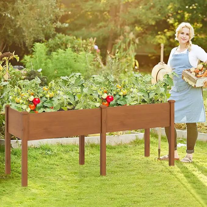 Giantex Raised Garden Bed, Elevated Wood Planter Box with Drain Hole, Gardening Planter Raised Bed for Planting Vegetables Flowers Succulents Herbs, 73" Lx23 Wx30 H by GreenHaven Gardens