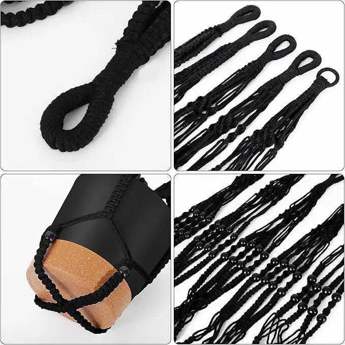 GARDIFE Hanging Planters for Indoor Plants,5Pcs Hanging Basket for Indoor Boho Home Decor,Macrame Plant Hanger,35 Inches,29Inch,23Inch, Ivory,Self Watering Planters, 7/6.5/6/5.5/5 Inch,Black&Black by GreenHaven Gardens