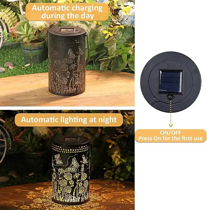 Butterfly Solar Lanterns Outdoor Waterproof, Metal Hanging Lantern for Yard, Patio, Backyard, Porch – Birthday Gifts for Women, Mom, Grandma, Butterfly Garden Decor for Lawn, Pathway, Landscape by GreenHaven Gardens