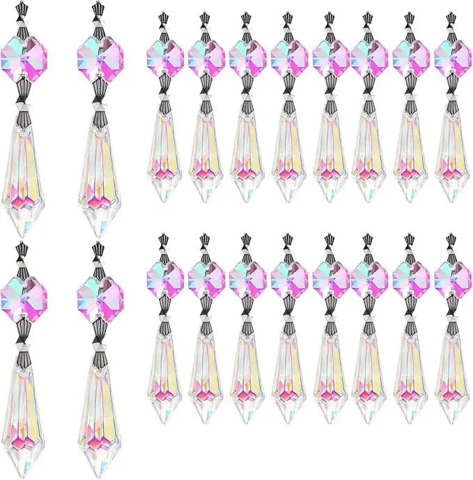 HDCRYSTALGIFTS Hanging Rainbow Maker Colorful Crystal Chandelier Parts Drops Icicle Prisms Fengshui Suncatcher (38mm,20pcs) by GreenHaven Gardens