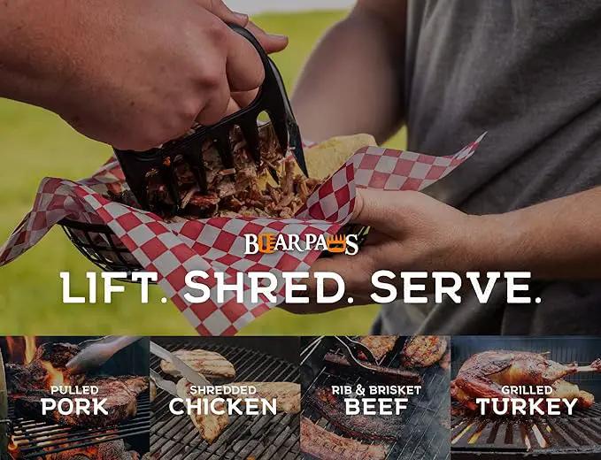 Bear Paws Meat Claws - The Original Meat Shredder Claws for Pulled Pork, USA Made - Easily Lift, Shred, Pull and Serve Pork, Chicken, Brisket and Turkey - Gift for Dad on Father's Day! (Black) by GreenHaven Gardens