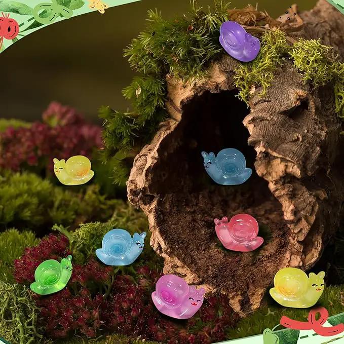 180 Pcs Luminous Resin Snail Miniatures Mini Animals Figures Cute Snail Figurine Fairy Decor Animal Ornament for Garden Landscape Home Accessories Craft Cake Decoration DIY by GreenHaven Gardens