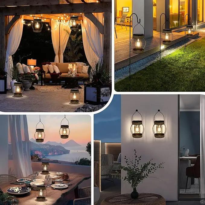 Solar Outdoor Lanterns,Hanging Solar Lights Outdoor Waterproof Metal Solar Table Lights Solar Powered Lanterns Decorative Tree Lanterns Outdoor Lamp for Patio Garden Yard Pathway, 2 Pack by GreenHaven Gardens