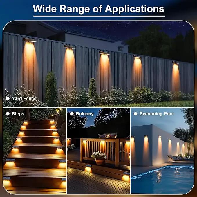 Solar Fence Lights Outdoor Waterproof IP65, 8 Pack Fence Lights Solar Powered 60 Lumens Auto On/Off Step Wall Lights Outside Decorations for Yard, Porch, Patio, Stairs, Pool, Deck, Garden- Warm Light by GreenHaven Gardens