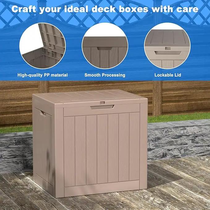 30 Gallon Outdoor Deck Box,Storage Lockable Waterproof Patio Furniture,Garden Tools,Cushions,Pool Accessories Outside Storage Resin Box(Grey) by GreenHaven Gardens