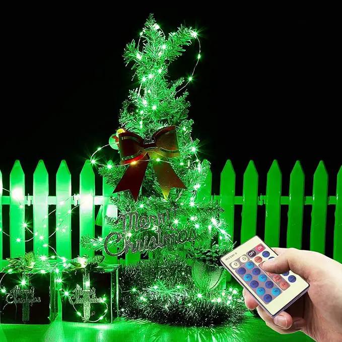 RUICHEN Green Dimmable Fairy Lights Plug in, Super Long 165 Ft 500 LED Twinkle String Lights with Remote, Waterproof Silver Wire Firefly Lights for Christmas Wedding Party Bedroom Patio Garden by GreenHaven Gardens