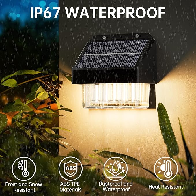 AOSEA High Bright Solar Lights Outdoor IP67 Waterproof, 6 Pack Solar Wall Powered Deck Lights with Tungsten Bulbs, Fence Lights for Outside, Yard, Patio, Fence, Steps, Garden, Landscape (Warm White) by GreenHaven Gardens