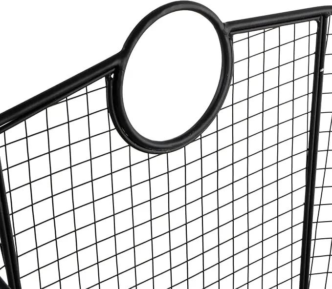 Deco 79 Metal Large Open Frame Wire Grid Storage Basket with Curved Sides and Ring Handles, 30" x 20" x 20", Black by GreenHaven Gardens
