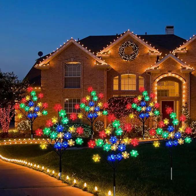 4-Packs 80LEDs Solar Snowflake Christmas Stake Lights, 8 Modes Wonderland Solar Snowflake Lights for Outdoor Christmas Decorations, Waterproof Solar Christmas Lights for Garden Yard Pathway Walkway by GreenHaven Gardens