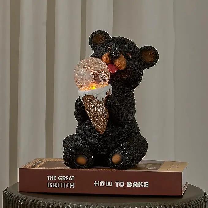 The Roo - Black Bear Solar Light Figurine - Outdoor Waterproof Garden Statue - Animal Garden Decor Light - Solar Lantern for Outside - Housewarming Gifts - Patio, Yard, and Lawn by GreenHaven Gardens