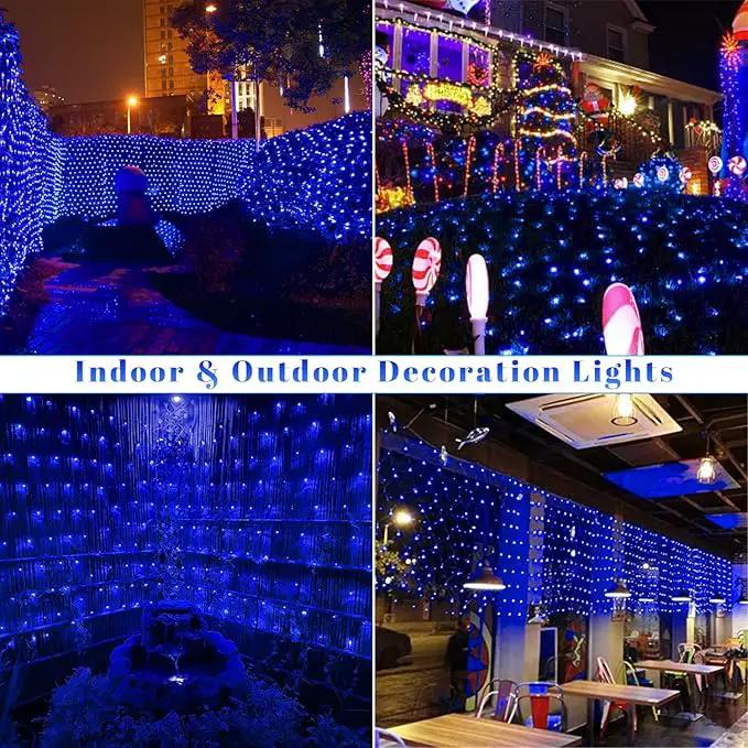 Blue Net Lights Outdoor - 360 LED Christmas Lights Plug in With Remote, 12 x 5ft Extendable 8 Modes Waterproof for Bushes Gazebo Lawn Wedding Patio Garden Tree Decoration by GreenHaven Gardens