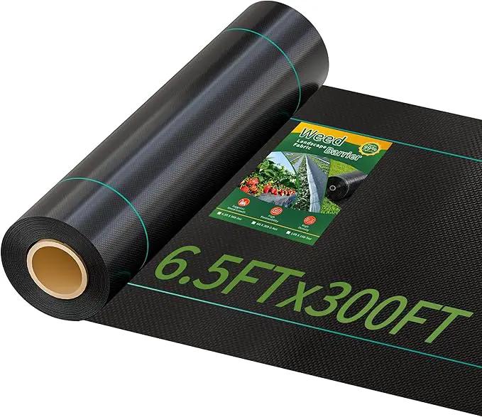 6.5ftx300ft Weed Barrier Landscape Fabric Heavy Duty, Premiun 3oz Garden Geotextile Fabric, Outdoor Weed Blocker Landscaping Fabric, for Driveway Mats, Erosion Control, Ground Cover Weed Barrier by GreenHaven Gardens