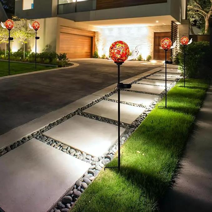 Solar Garden Decoration Outdoor Snail Lights, Hand Blown Glass Waterproof Solar Light Stake Decorate Paths, Pathways, Lawns and Yards Art for Mom, Mother's Day Gifts by GreenHaven Gardens