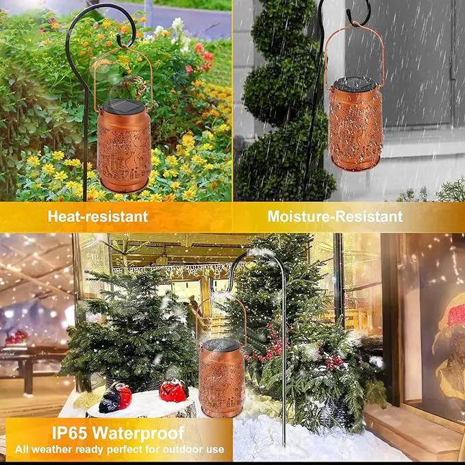 Solar Lanterns Outdoor Waterproof - Metal Hanging Solar Lights for Patio Yard Garden Decor, Christmas Birthday Gifts for Women Mom Men (2 Pack, Mushroom Shape) by GreenHaven Gardens